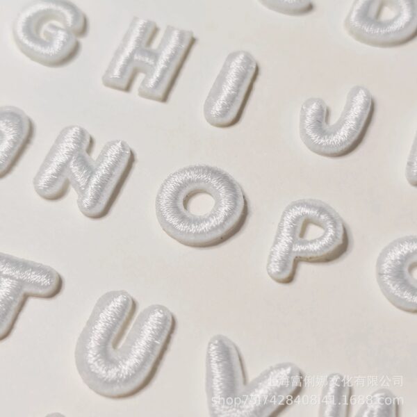 oly-09d068457086c5906ac337b56603cfb8 Wholesale 1cm Mini White Letter English 26 Letters Embroidered Cloth Sticker Handmade DIY Decorative Sticker Ironing Sticker