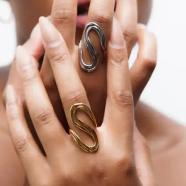 PVD Coated Real Gold Plated Geometric 304 Stainless Steel Simple Style Classic Style Waterproof Non Tarnish Open Rings