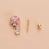 1 Piece 316L Stainless Steel Copper Zircon Ear Cartilage Rings & Studs Heart Shape Flower Waterproof Non Tarnish Surgical Steel Women'S