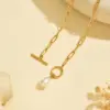 PVD Coated Real Gold Plated 14K Gold Round Rectangle 304 Stainless Steel IG Style Waterproof Non Tarnish 304 Stainless Steel Pendant Necklace