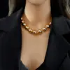 Wholesale Jewelry Punk Geometric 304 Stainless Steel 18K Gold Plated Beaded Gold Plated Stainless Steel Necklaces
