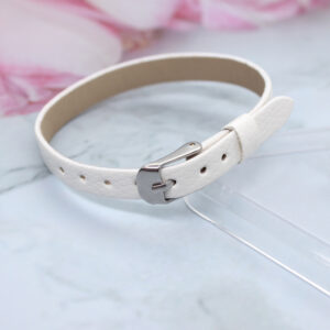 Square steel buckle 8mm snake pattern wristband-white