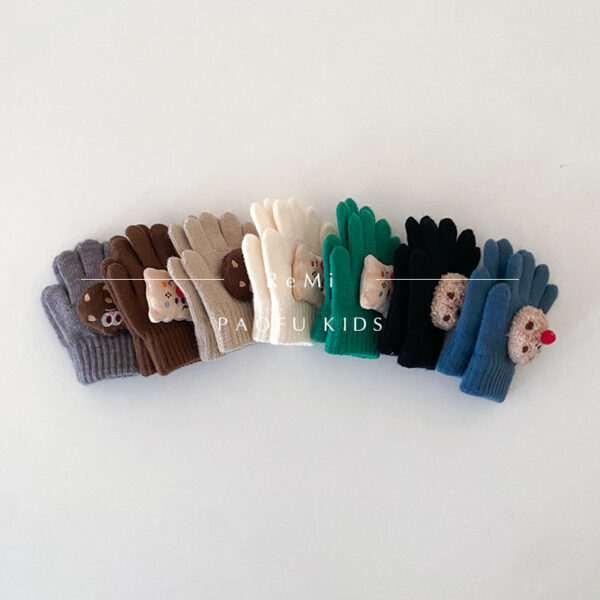 oly-09dcacdbfb948fd58087e7f98f4bd08c Wholesale South Korea Children's Gloves Winter New Ins Cartoon Finger Warm Knitted Five-Finger Gloves Trendy Gloves for Boys and Girls