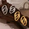 Wholesale Copper Oval Electroplating 18K Real Gold Plated Simple Style Gold Silver Drop Earrings