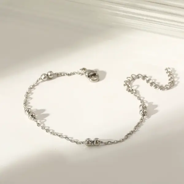 Wholesale 18K Gold Plated 316 Stainless Steel Vacuum Electroplating (In Furnace) No Inlay Material Chain Printing Electroplating 04 Flat Cross Bag Double Bead Necklace For Unisex National Day