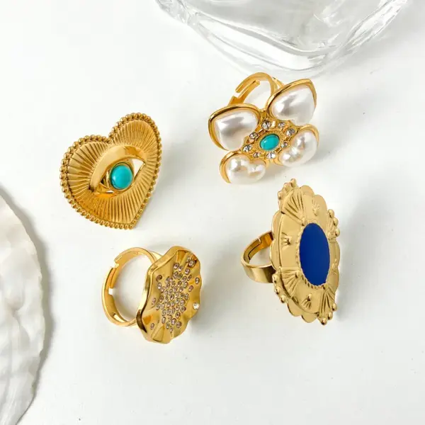 Wholesale PVD Coated Real Gold Plated 18K Gold Irregular Heart Shape 304 Stainless Steel Vintage Style Simple Style Waterproof Non Tarnish Open Rings