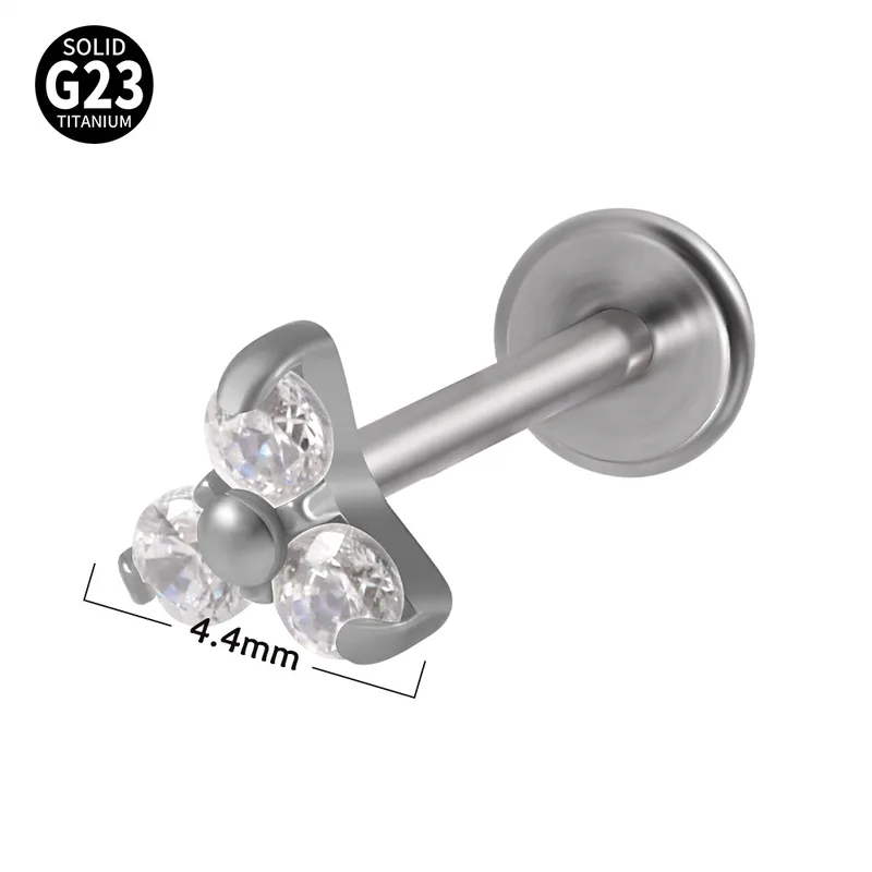 Wholesale 1 Piece Ear Cartilage Rings & Studs Simple Style Flower G23 Titanium Synthetic Opal Zircon Plating Inlay Synthetic Opal Zircon