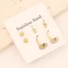 1 Set Commute Star Heart Shape Plating Stainless Steel 18K Gold Plated Earrings Ear Studs