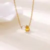 Wholesale 304 Stainless Steel Round Water Droplets Heart Shape PVD Coated Artificial Pearls Zircon 18K Real Gold Plated Elegant Romantic Simple Style Plating Regular Lobster Trigger Clasp Closure Pendant Necklace