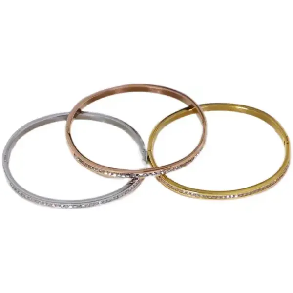Wholesale Titanium Steel Elegant Simple Style Round Plating Inlay Zircon Bangle