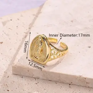 Virgin Oval Striped Ring (Gold) / 1 Pc/Package