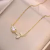 Wholesale Jewelry Elegant Tulips Titanium Steel Copper Zircon Pendant Necklace Cable Chain