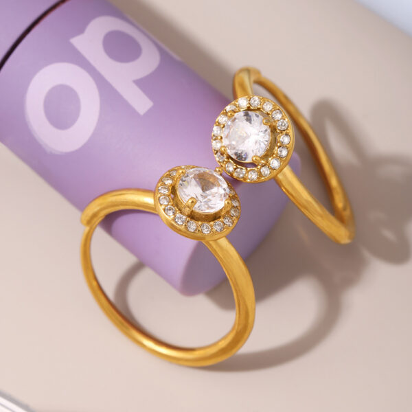 Wholesale Xinyixin Stainless Steel Side Opening 5A Zircon Flash Diamond Ring PVD Electroplated Finger Ring Light Luxury Jewelry Accessories