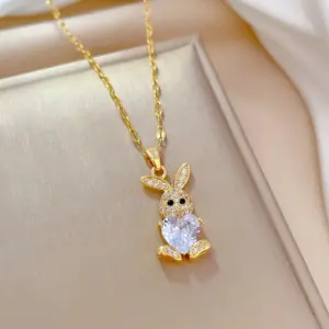 E435 White Necklace [Titanium Steel Chain Copper Pendant]]