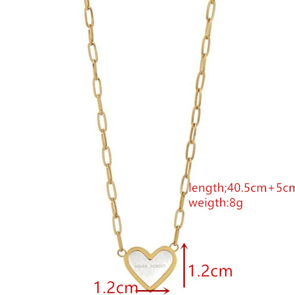 Wholesale 304 Stainless Steel Heart Shape Vacuum Plating Real Gold Plating Titanium Steel Real Gold Plated Simple Style Waterproof Non Tarnish Gold Necklace