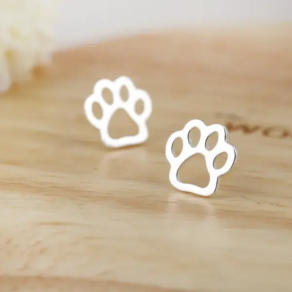 Wholesale PVD Coated 18K Gold Real Gold Plated Paw Print 304 Stainless Steel Simple Style Waterproof Non Tarnish Ear Studs