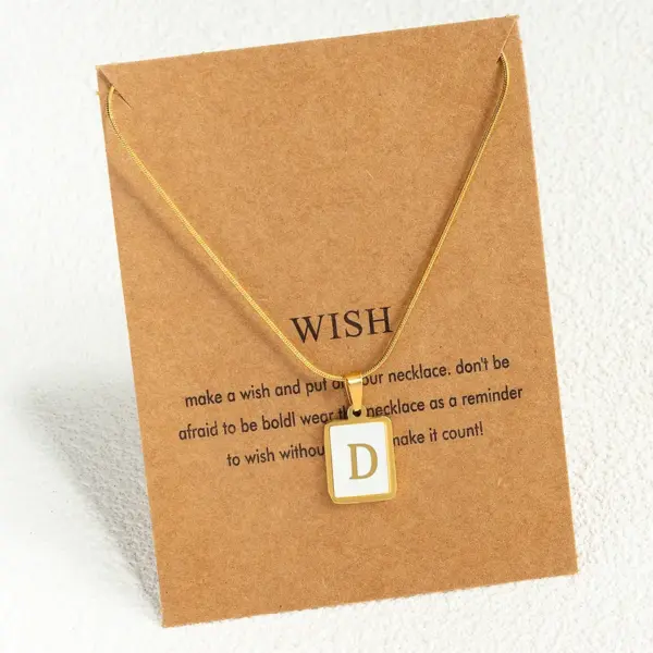 Wholesale Luxurious Letter Stainless Steel Plating Inlay 18K Gold Plated Shell Pendant Necklace