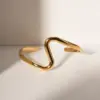 304 Stainless Steel Irregular PVD Coated 18K Gold Plated Basic Vintage Style Asymmetrical Plating Gold Bangle