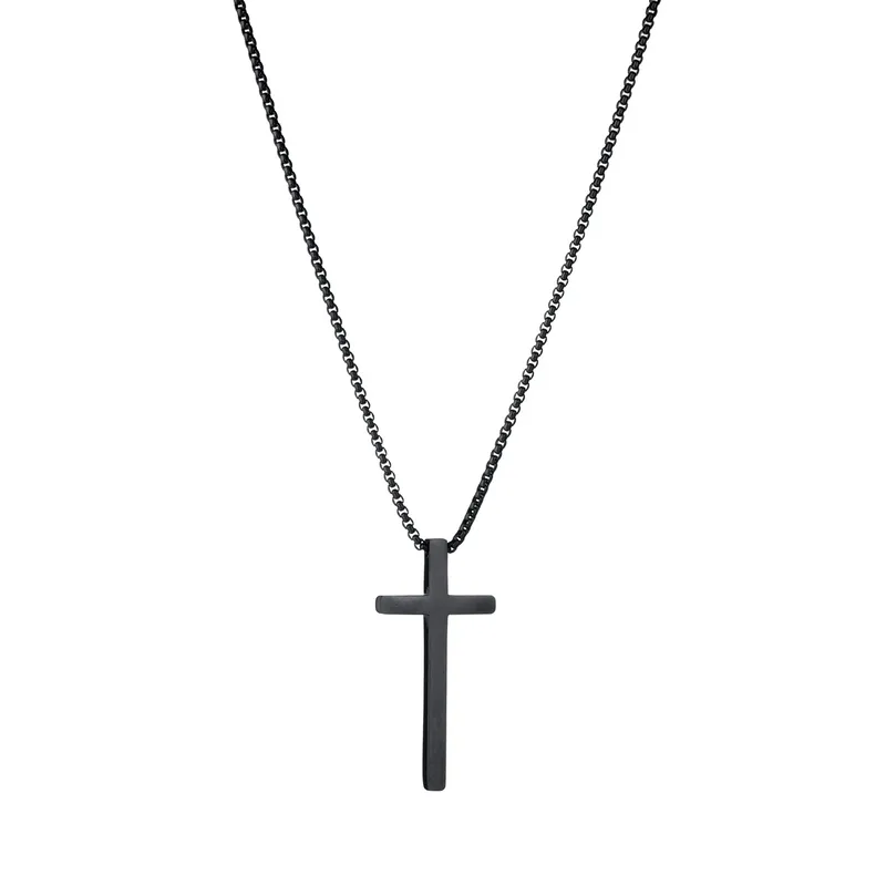 Wholesale PVD Coated Gold Plated Cross 201 Stainless Steel Fashion Pendant Necklace