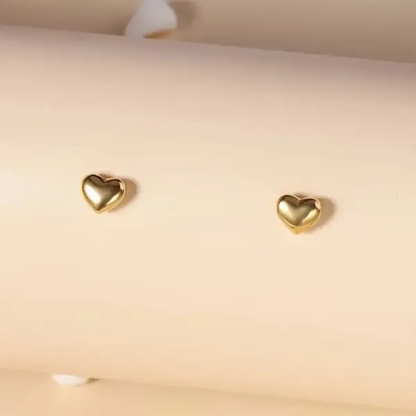 Wholesale 304 Stainless Steel Heart Shape Electroplated Stone-Free 18K Gold Plated Simple Style Commute Ear Studs