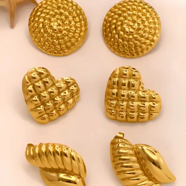 1 Pair Retro Geometric Plating 304 Stainless Steel Ear Studs