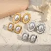 Wholesale PVD Coated Real Gold Plated 18K Gold Oval Rectangle 304 Stainless Steel IG Style Casual Modern Style Waterproof Non Tarnish Ear Studs