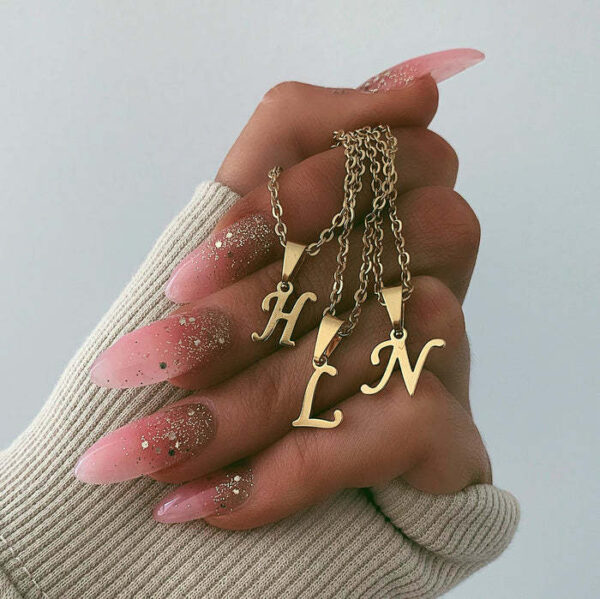 Wholesale Jewelry Simple Style Letter 201 Stainless Steel Gold Plated Plating Stainless Steel Necklaces