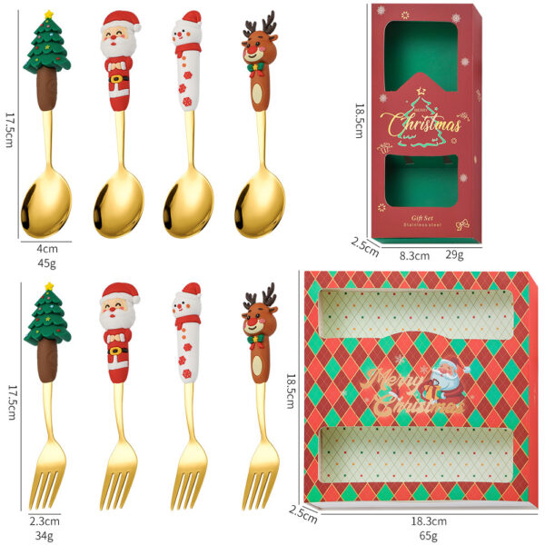 Wholesale Cartoon Christmas Dessert Fork and Spoon Cutlery Set