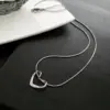 Wholesale Fashion Heart Shape Titanium Steel Hollow Out Pendant Necklace