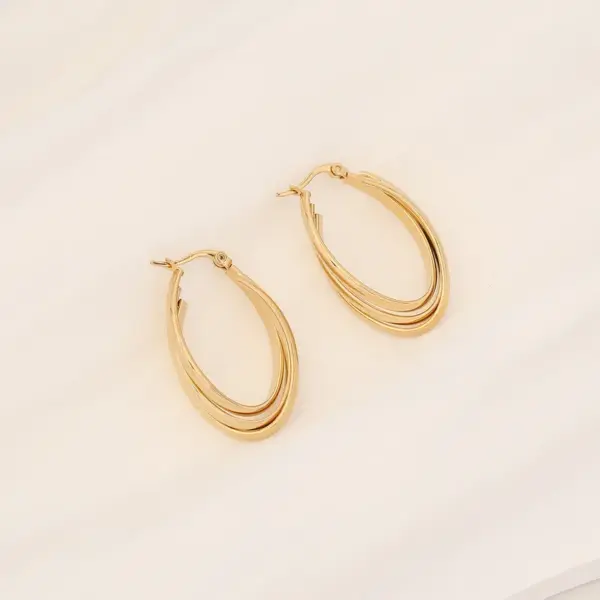 Wholesale PVD Coated 18K Gold Real Gold Plated C Shape Stainless Steel Commute Waterproof Non Tarnish Hoop Earrings Ear Studs