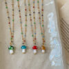 Wholesale Color Sugar Bean Glaze Mushroom Pendant Necklace Women's Light Luxury Elegant Elegant Necklace Clavicle Chain