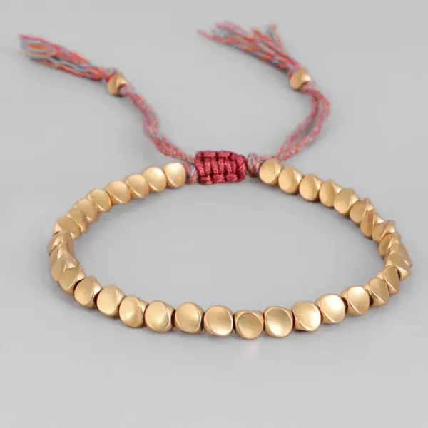 Ethnic Style Solid Color Copper Bracelets Beaded Copper Bracelets 1 Piece