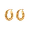 PVD Coated Real Gold Plated 18K Gold Round 304 Stainless Steel Fashion Waterproof Non Tarnish Hoop Earrings