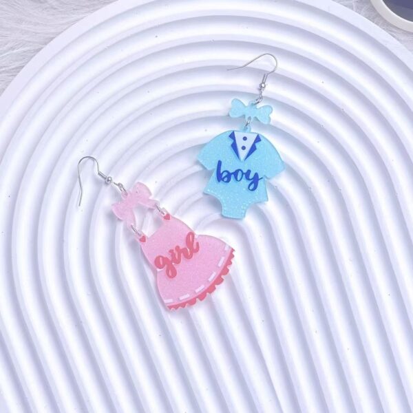 Wholesale Cross-border new blingbling pink blue clothes asymmetric acrylic earrings bow cute earrings
