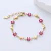 Wholesale 304 Stainless Steel Heart Shape Flower PVD Coated No Inlaid 18K Gold Plated Simple Style Waterproof Non Tarnish Epoxy Lobster Trigger Clasp Closure Colorful Gold Bracelets