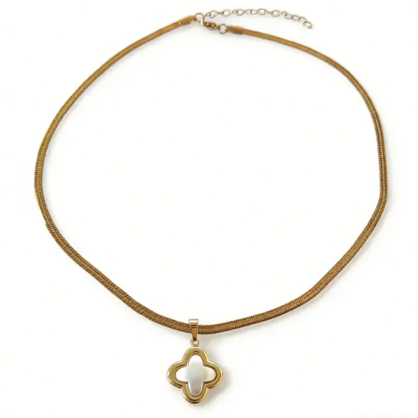 Water Plated Imitation Gold White Heart/Geometric/Butterfly Shaped Jewelry Set 304 Stainless Steel Three-Dimensional Snake Chain