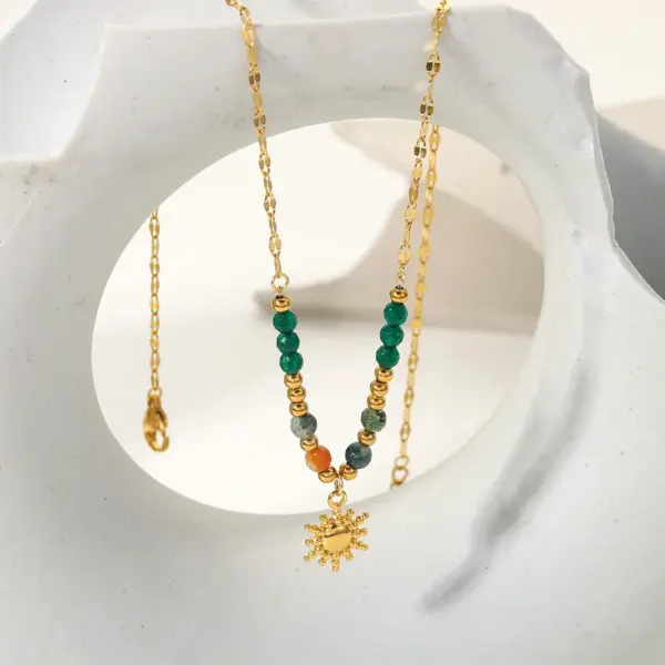 Wholesale Jewelry Fashion Geometric Stainless Steel PVD Coated Plating Pendant Necklace