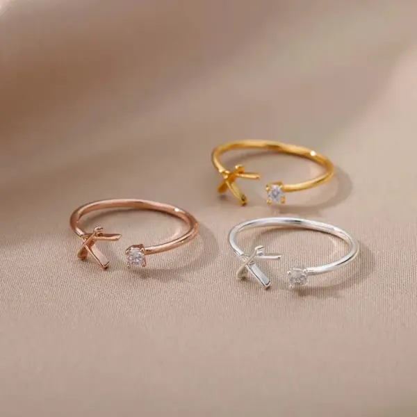 Wholesale Jewelry Simple Style Classic Style Letter Copper Plating Open Rings