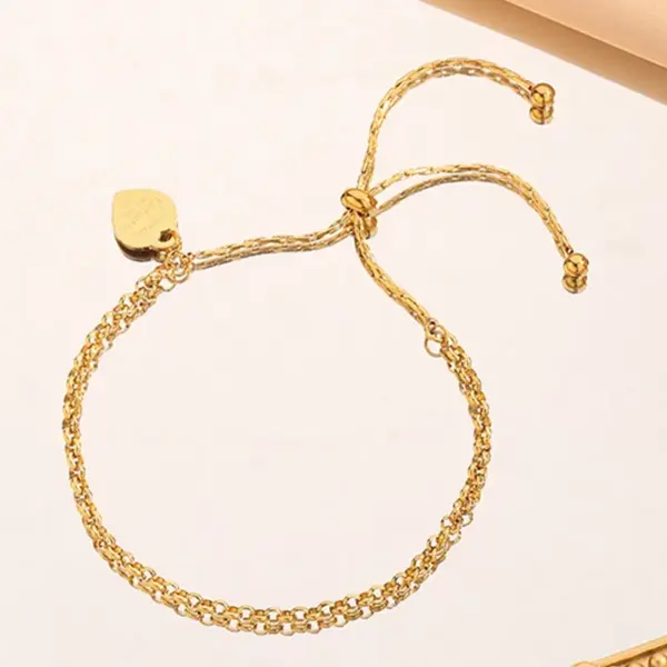 Ion Plating (IP) 18K Gold Plated Heart Shape 304 Stainless Steel French Style Simple Classic Waterproof Non Tarnish Bracelets