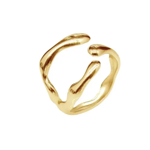 Wholesale 1 Piece Simple Style Irregular Solid Color Titanium Steel Plating Open Ring