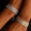 Wholesale Elegant Fashion Ultra Shiny Full Diamond Bracelet Women Stainless Steel Adjustable Bracelets Multiple Styles Round Oval Rectangle