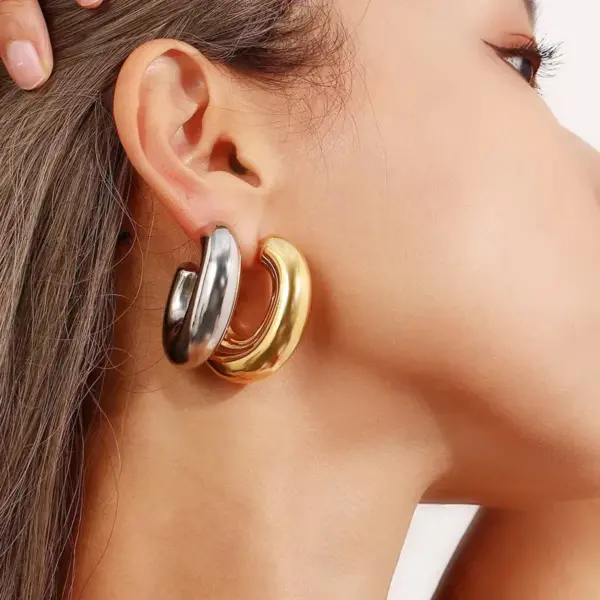 304 Stainless Steel C Shape PVD Coated 18K Real Gold Plated 18K Gold Casual Hawaiian Vacation Waterproof Non Tarnish Plating Earrings