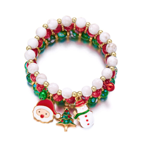 Wholesale Europe and the United States cross-border new bracelet three Christmas Christmas tree old snowman beaded combination bracelet women wholesaleChristmas Tree Santa Snowman Bracelet