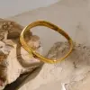 304 Stainless Steel Solid Color PVD Coated 18K Real Gold Plated Real Gold Plated Casual Simple Style Classic Style Waterproof Non Tarnish Plating Gold Bangle