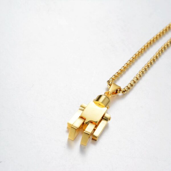 Wholesale Hip Hop Robot Gold Titanium Necklace