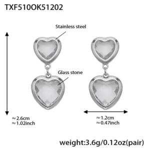 TXF510-White Faceted Stone Steel Color Earrings