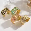 Wholesale European And American Fashion Exaggerated INS Style 304 Stainless Steel Furnace Vacuum Electroplating Gold Colorful Oil Drop Irregular Open Bracelet