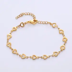 Vertical Heart Shape (Hollow) / Gold Bracelet (17+5cm)