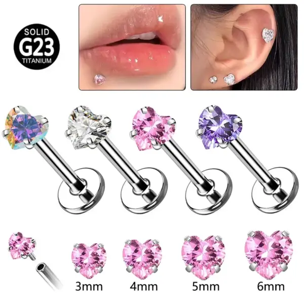 Wholesale Modern Style Sweet Titanium Alloy Heart-shaped Earrings And Lip-shaped Brooch Four-prong Zircon Fashion Jewelry Suitable For Men And Women