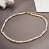 Wholesale Pearl Ferroalloy Vacuum Plating 18K Real Gold Plated Freshwater Pearl Pearl Cable Chain Irregular Necklace